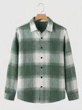 Olive Green Plaid Flannel Oversized Shirt for Men – Casual Long Sleeve Button-Down Shacket